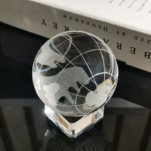 K9水晶地球仪透明底座激光雕刻图案公司LOGO办公室精美礼品摆件