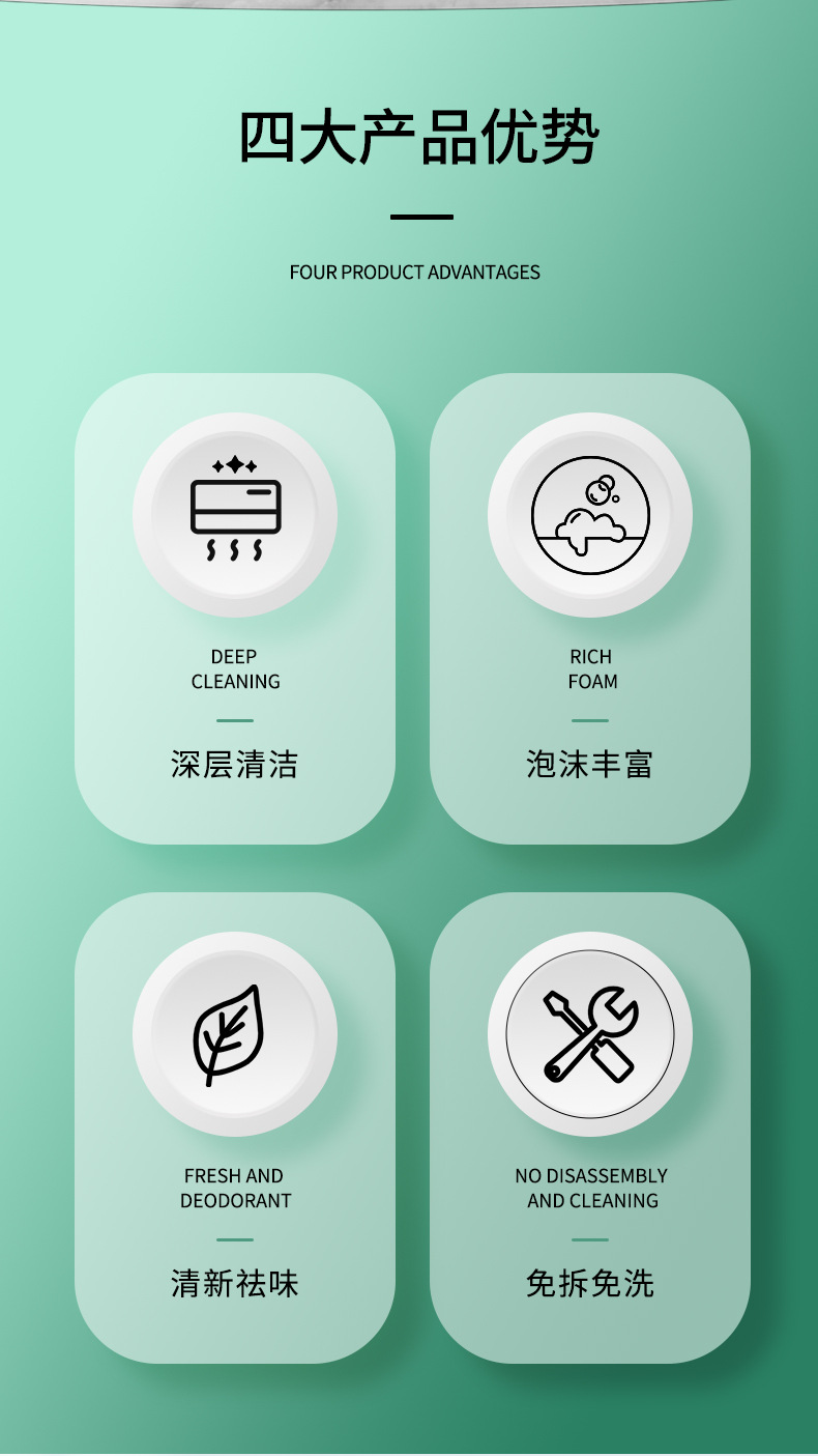 空调清洗剂批发泡沫慕斯免洗去污除臭家用空调清洁剂现货一件代发详情5
