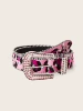 Pink leopard print rhinestone belt