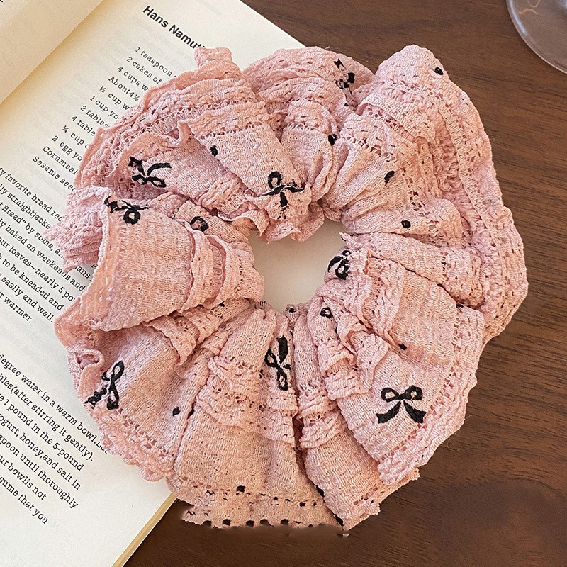 Encaje lazo para el cabello de intestino grueso de doble capa ins coreanos cuerda para el cabello de intestino grueso fresco y dulce en la parte posterior de la cabeza accesorios para el cabello femenino