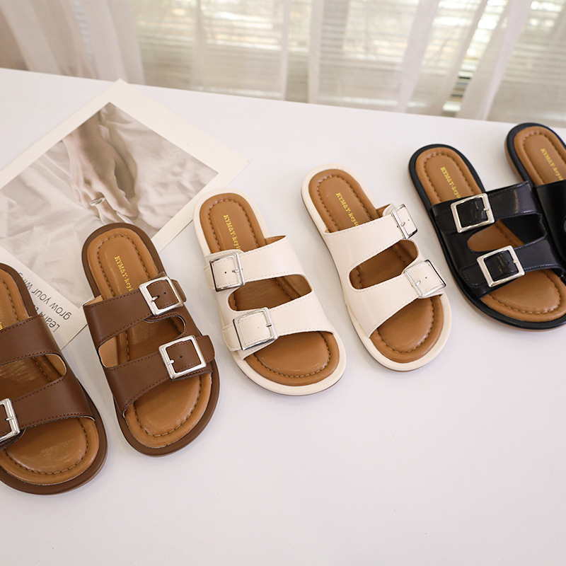 Comfortabel en elegant eenbenige woordgesp lente zomer nieuwe fabriek directe levering Taizhou mode zachte zolen sandalen pantoffels_voghion.com