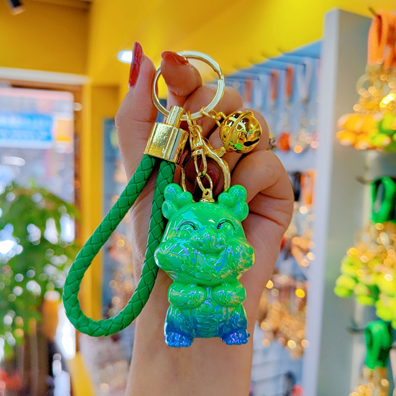 2024 año dragón galvanoplastia colorido dragón llavero adornos pareja llavero bolsa colgante