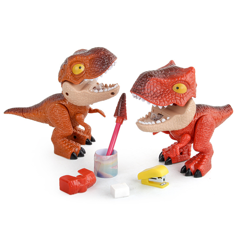 Suministros para estudiantes infantiles sacapuntas borrador traje dibujos animados animal dinosaurio serie desmontaje dinosaurio papelería cinco en uno