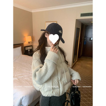 现货花挪威日记~韩系立领针织拼接袖冬季宽松百搭白鸭绒羽绒服