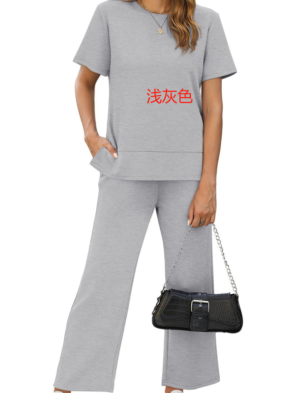 2025アマゾン独立駅越境爆品夏セクシー女性丸首tシャツゆるいプルオーバー半袖上着|undefined