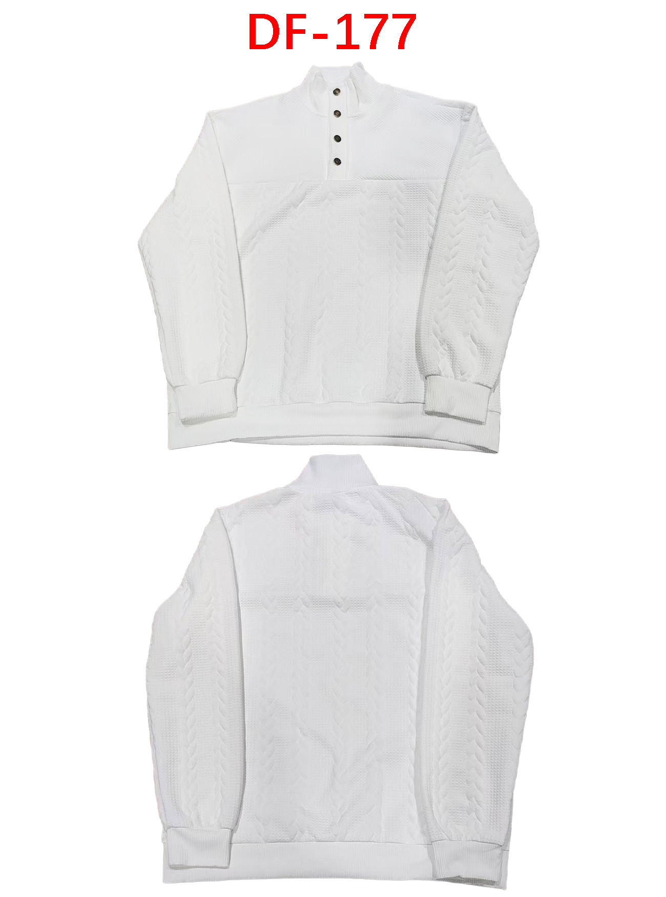 Pullover casual con colletto alla coreana e bottoni, stile transfrontaliero europeo e americano, tinta unita, lavorazione a maglia ampia e patchwork._voghion.com