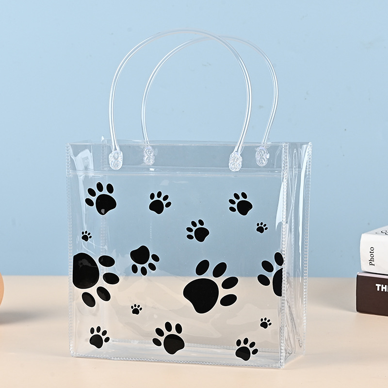 pvc透明果冻礼物手提袋定做ins宠物爪子可爱幼儿园节日礼品袋定制