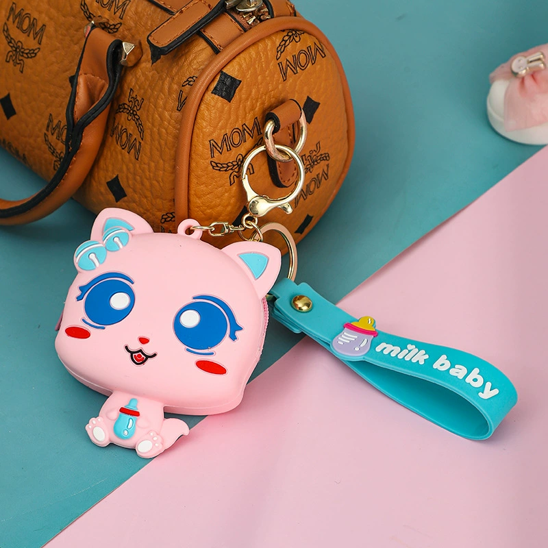 Силиконовая открытка мультфильм милый кошелек сумочкаKEY, брелок, украшение для сумки, школьная сумка, рюкзак аксессуар, маленькая сумка, подарок на день рождения