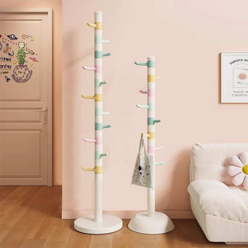 Storage Rack Floor-Standing Living Room Bedroom Coat Rack Kidsren's Girls Bedroom Rod-Type Clothes Rack Small Space Bag Rack