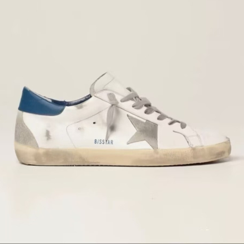 Gg Star Distressed Leather Sneakers for Women, Vintage Genuine Leather Trendy Sneakers, New Versatile Fashion Flat Casual Shoes