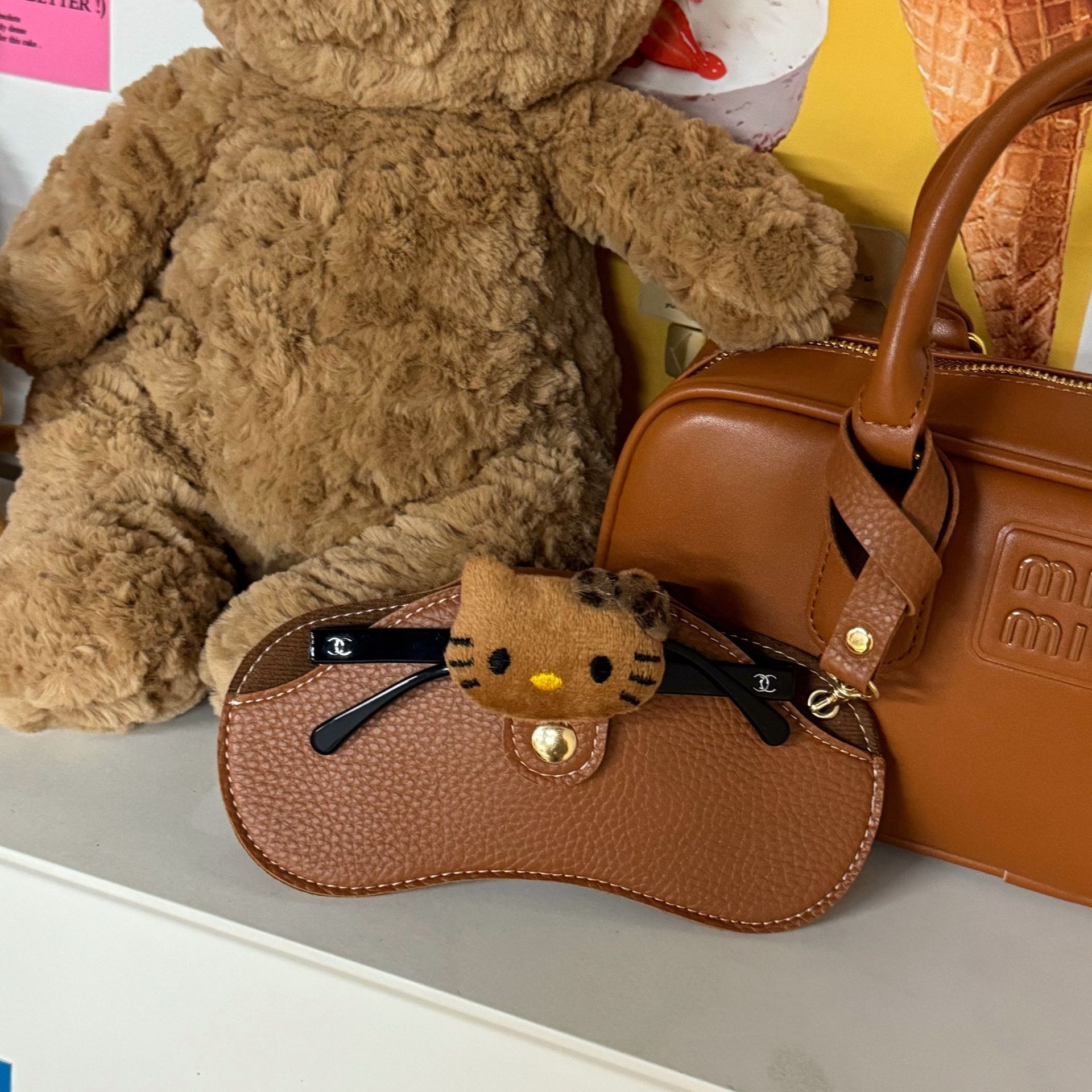 Caja de gafas de gato ktcat con estampado de leopardo de piel negra