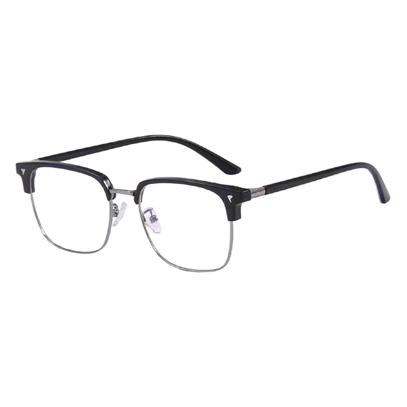 High-Definition Eye Protection Anti-Blue Light Flat Mirror for Women, Retro Eyebrow Frame Myopia Glasses, Fashionable Half-Frame Myopia Glasses for Men