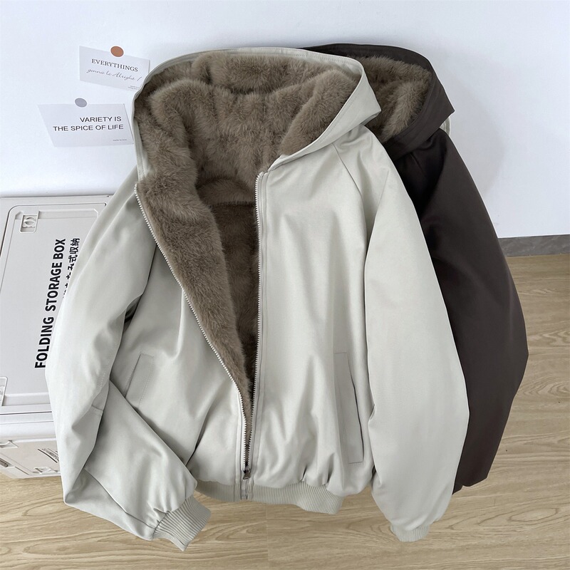 Reversible Parka 2025 Winter New Cotton Jacket Women's Fur Jacket with a Lazy Style and Thickened Coat