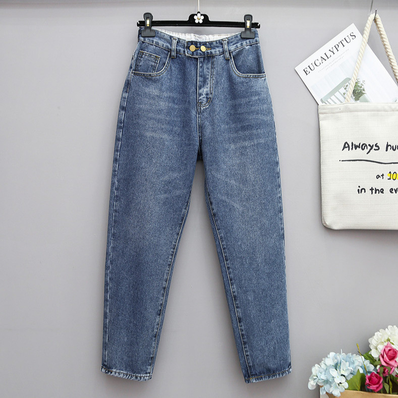 Plus size jeans women's loose harem pants fat sister cropped pants high waist pants plus size New Plus size jeans women's loose harem pants fat sister cropped pants high waist pants plus size New
