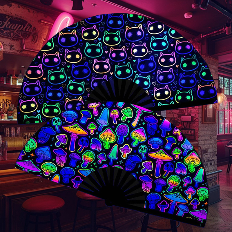 Ventilador nocturno Bungee de fiesta 33cm gran tamaño ventilador plegable ventilador de sonido ventilador kung fu impresión personalizada