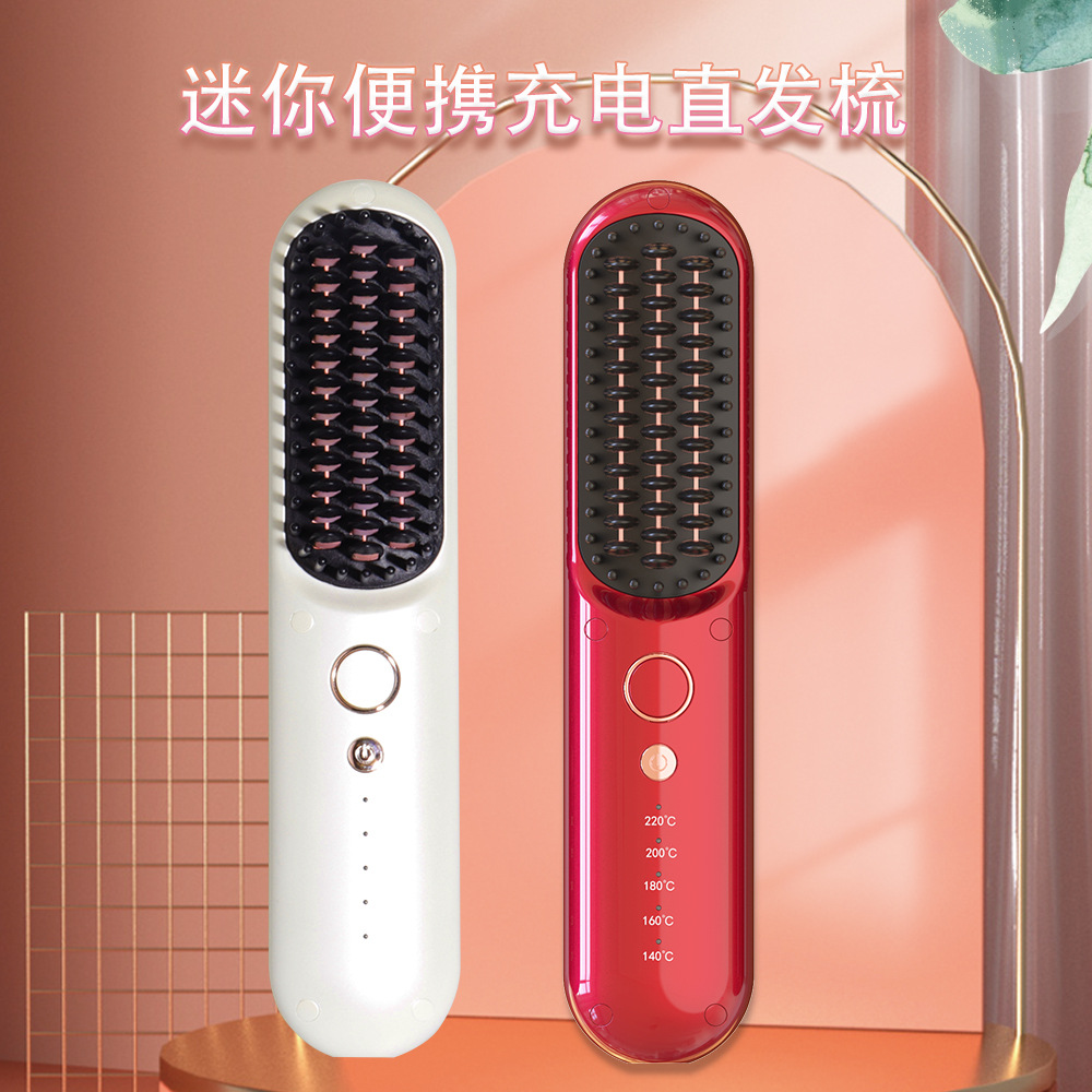 New cross-border straight roll dual-purpose mini portable wireless large capacity USB Rechargeable Hair Straightener hair straightener