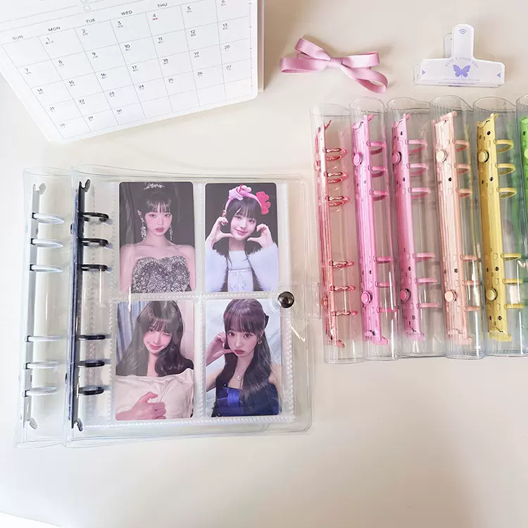 A6方形活页夹PVC透明活页本手帐外壳6孔彩色夹子厂家直销手帐必备