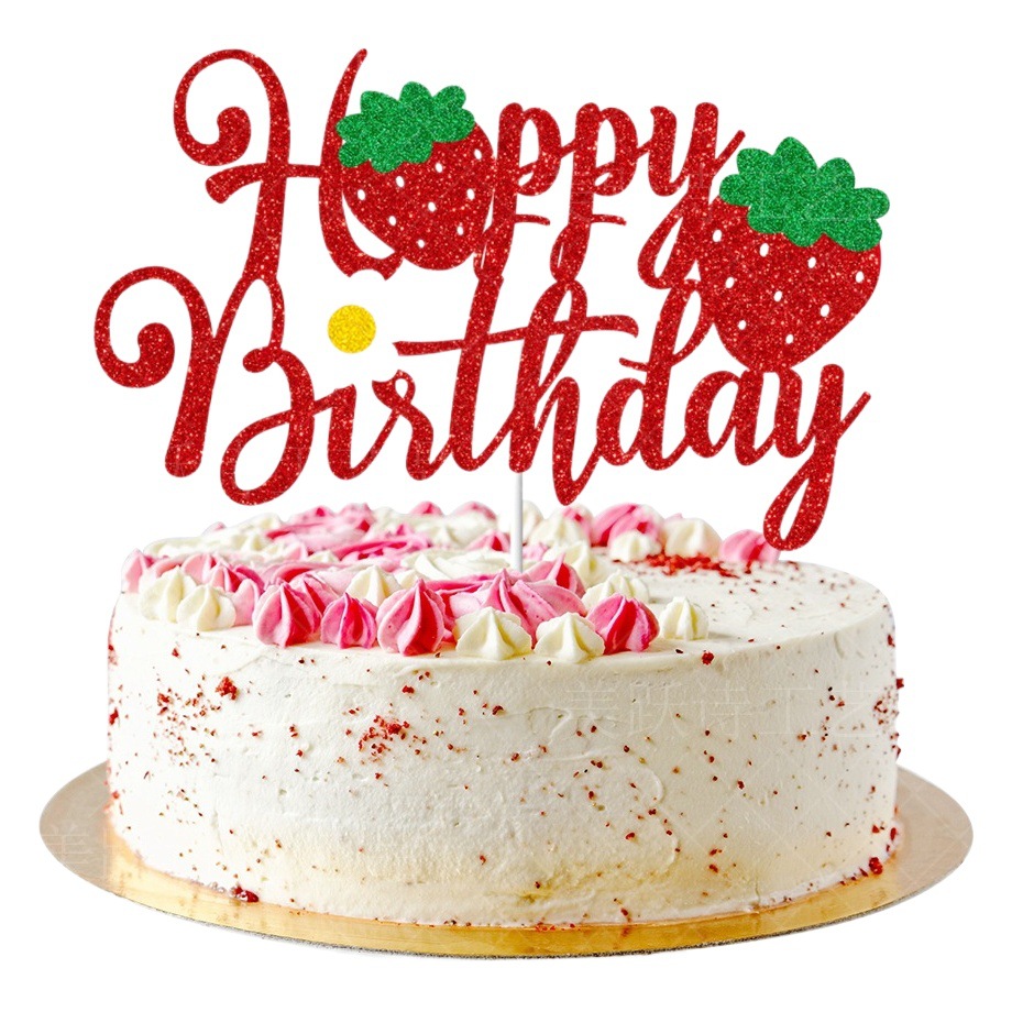 Nuevo tema de fresa decoración de fiesta de cumpleaños tema de frutas bandera de fresa decoración de bandera de cumpleaños