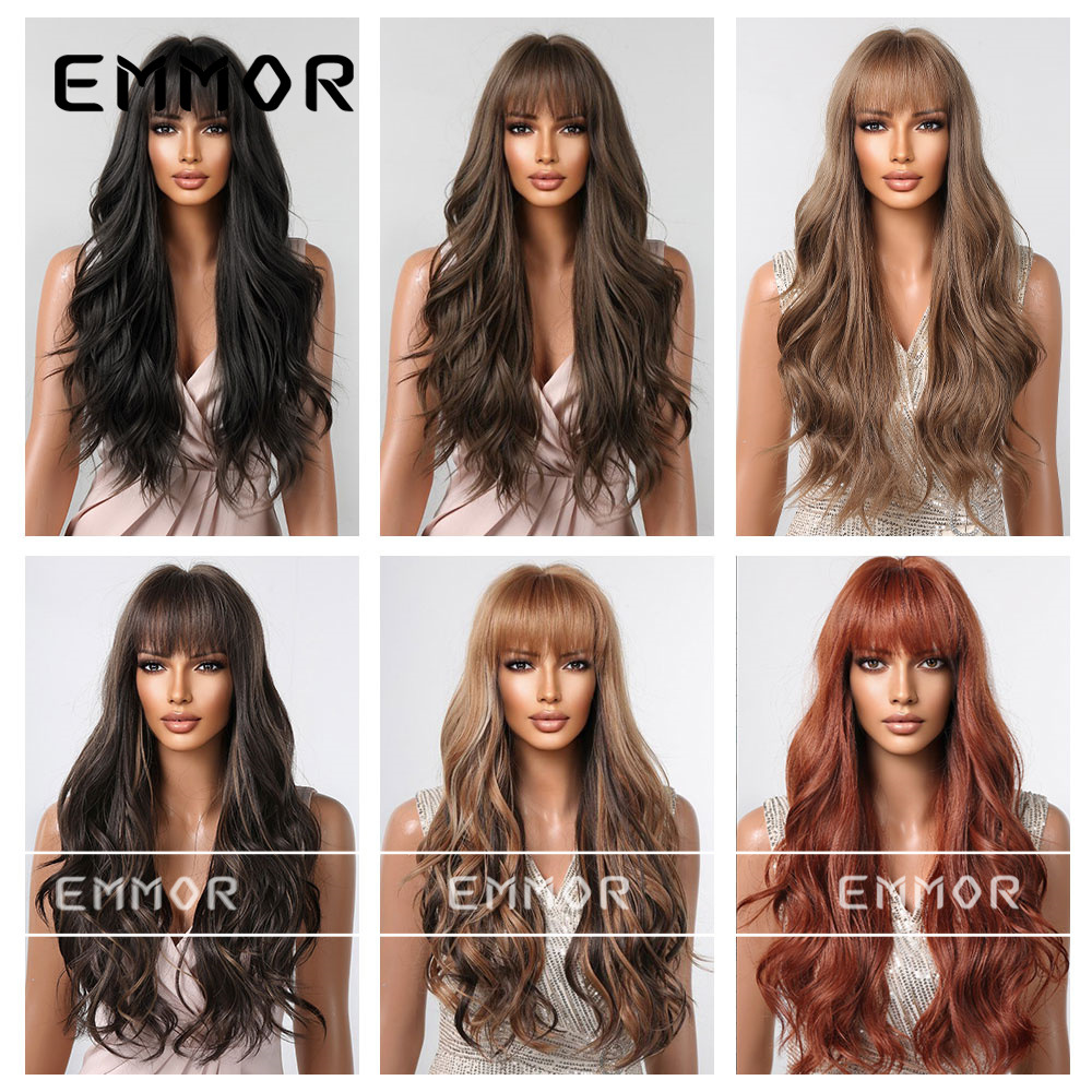 Nuevos productos estilo europeo y americano, capucha larga y rizada, peluca con flequillo, capucha completa, cabello largo, color popular, wigs esponjosos naturales