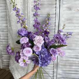 紫色系仿真花婚礼花束婚庆花排花艺莫奈花园场景布置仿真玫瑰假花
