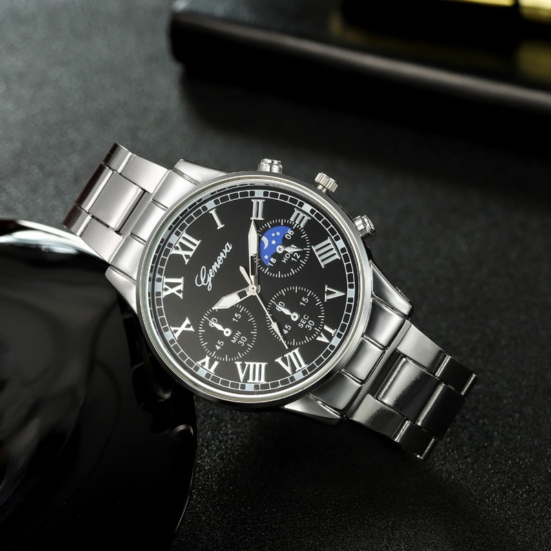 Cross-Border Hot-Selling Men's Steel Band Watches, Fashionable and Elegant Business Quartz Watches, High-End Men's Watches Wholesale