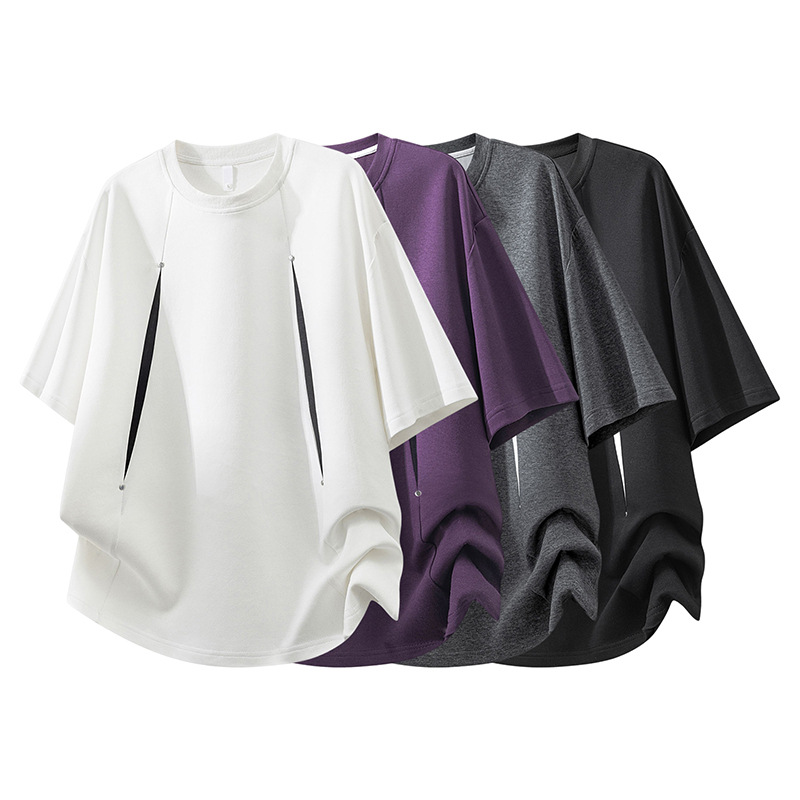 Price controlled at 119.9, new summer men's trendy loose-fitting short-sleeved T-shirt, five-quarter sleeve, round neck.