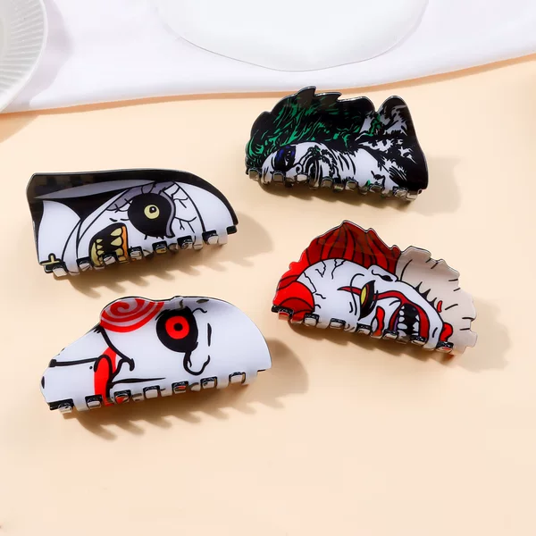 Golice Accessories Halloween Dark Grimace Claw Clip Personalized Creative Cartoon Clown Hair Clip Shark Clip Hair Accessory for Women