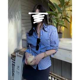 Polo领格子衬衣女2026新款夏季爆款炸街独特漂亮小衫显瘦收腰衬衫