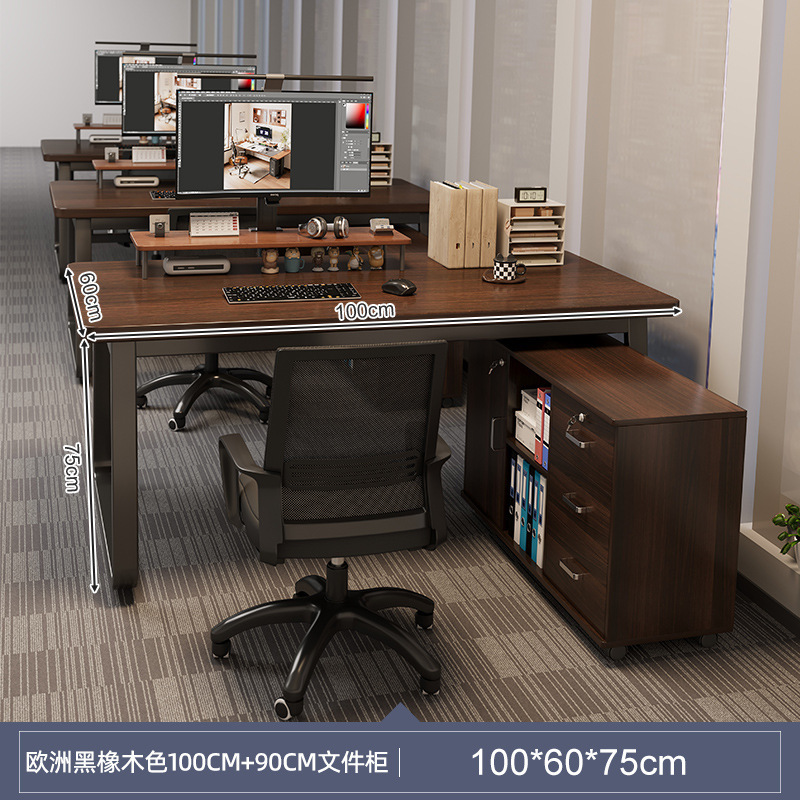 Escritorio, personal, personal doble, mesa y silla, mesa de oficina combinada, escritorio de computadora moderno simple con archivador