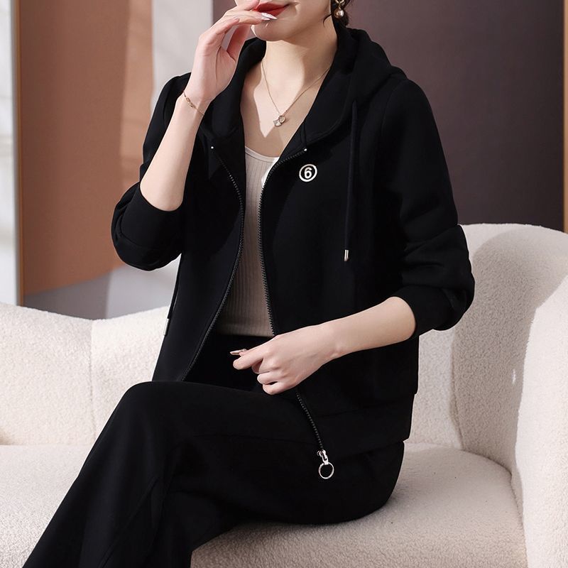 加绒运动服套装女秋冬2025新款时尚宽松洋气妈妈加厚休闲服两件套|undefined