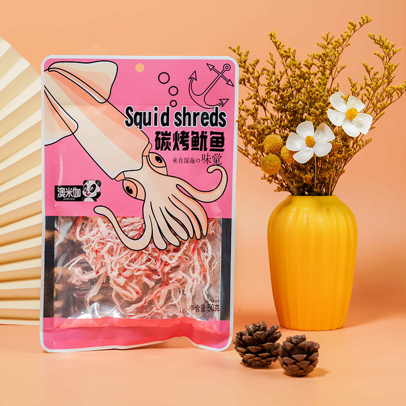 Omega Instant Hand-Torn BBQ Squid Strips Spicy Original Squid Strips Cuttlefish Strips Wholesale Dried Goods Leisure Snacks