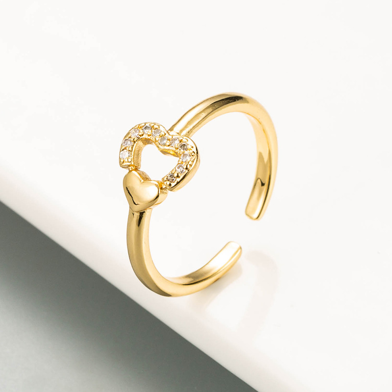 fashion copper inlaid zircon stars moon ring