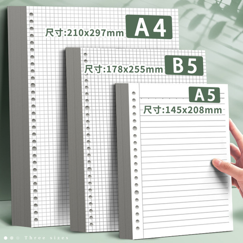 Loose-leaf notebook replacement core A5 horizontal grid 20-hole B5 removable 26-hole notebook A4 small square loose-leaf paper inner page