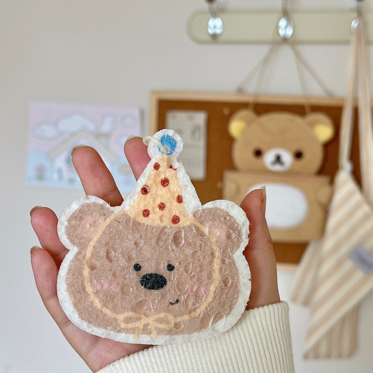 Kitchen Lele ins cute natural imported wooden pulp cotton rag dish washing pot wiping tool washing water becomes larger in seconds