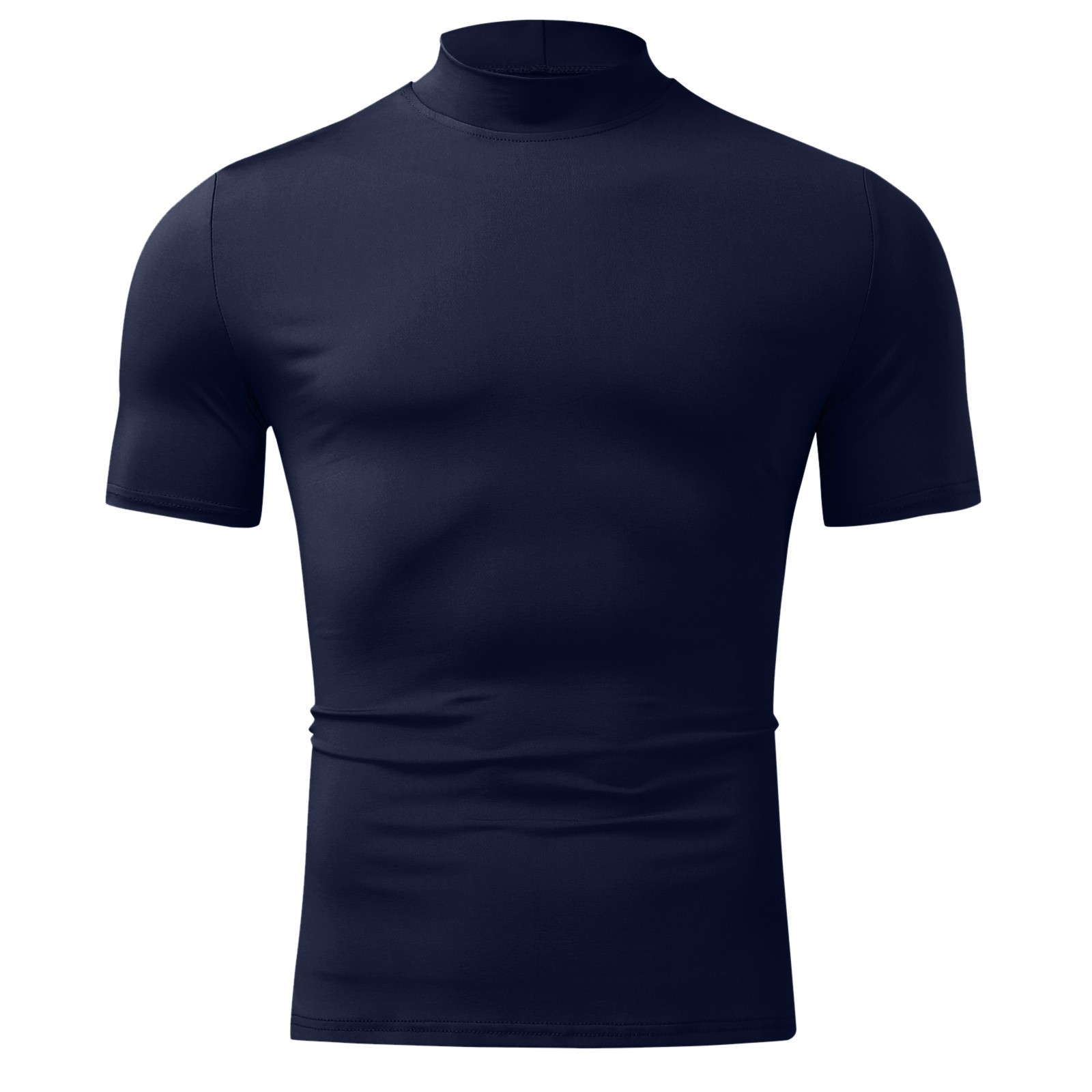 Men's Solid Color Simple Style Turtleneck Short Sleeve Regular Fit Men's T-shirt display picture 5