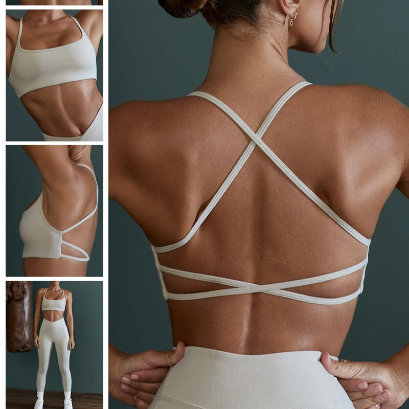 Sports Underwear Women's Shockproof High-strength Sling Cross-back One-piece Yoga Vest Running Fitness Bra