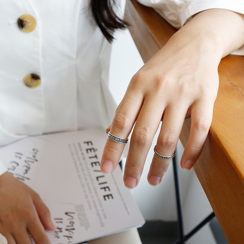 Korean Style S925 Sterling Silver Vintage Retro Ring Set Of Six_voghion.com