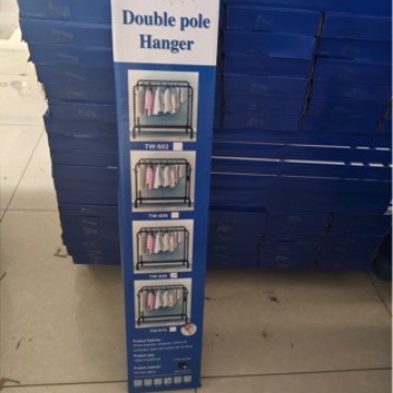 Perchero de Pie Móvil de Hierro Doble Barra para Hogar