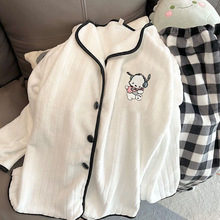 秋冬款珊瑚绒睡衣女新款可外穿加绒加厚卡通开衫法兰绒家居服套装