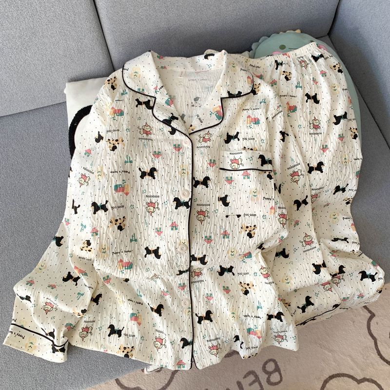 Al por mayor transfronterizo KT gato pijama mujer primavera y otoño nubes algodón manga larga 2026 nuevo juego de ropa de hogar encantadora super caliente