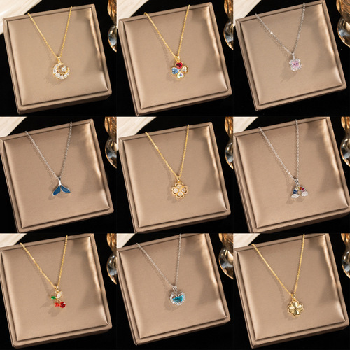 Korean lightweight luxury high-quality titanium steel necklace for women, adorned with zirconia gems, fully drilled, versatile, trendy choker chain, fresh and minimalist accessory