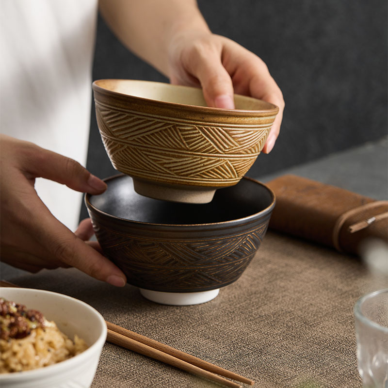 Tazón de sopa para el hogar de cerámica japonesa japonesa Tazón de fideos Tazón de ensalada de frutas de alto valor Tazón de comida individual Vajilla de alta calidad