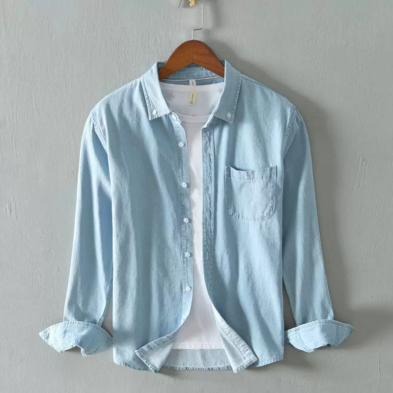 18021 Tide Молодежная рубашка, куртка, Мужская Повседневная джинсовая рубашка с длинным рукавом, Мужское пальто, поколение волос