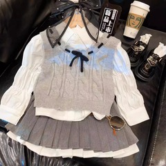 Girls autumn clothes jk children's suit new fashionable girls college style three-piece set spring and autumn fashionable 65066