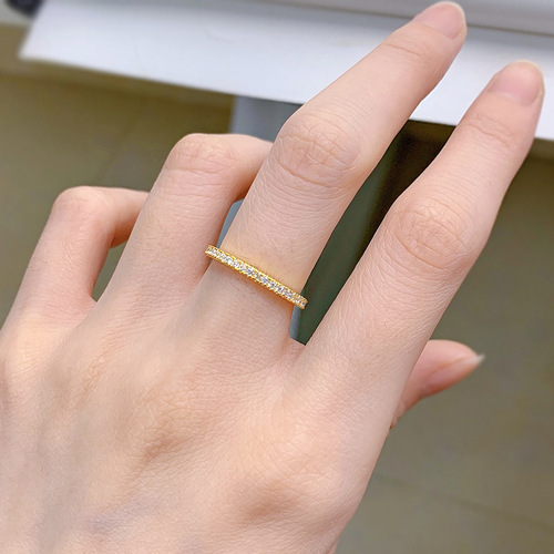 Mujing new fashion s925 silver ring exquisite jewelry simple ultra-thin full diamond ring for women