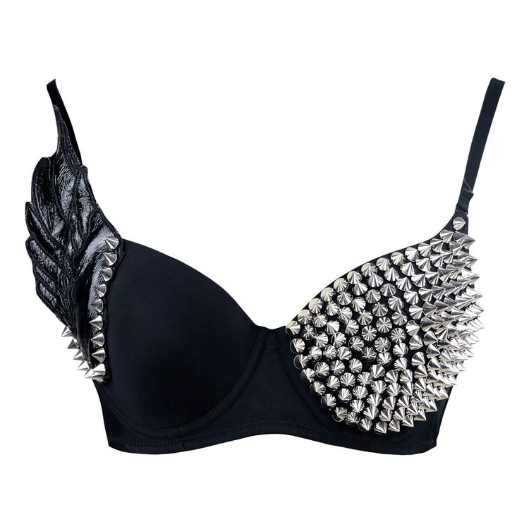 Punk Studded Wings Nightclub Stage Performance Bra display picture 1
