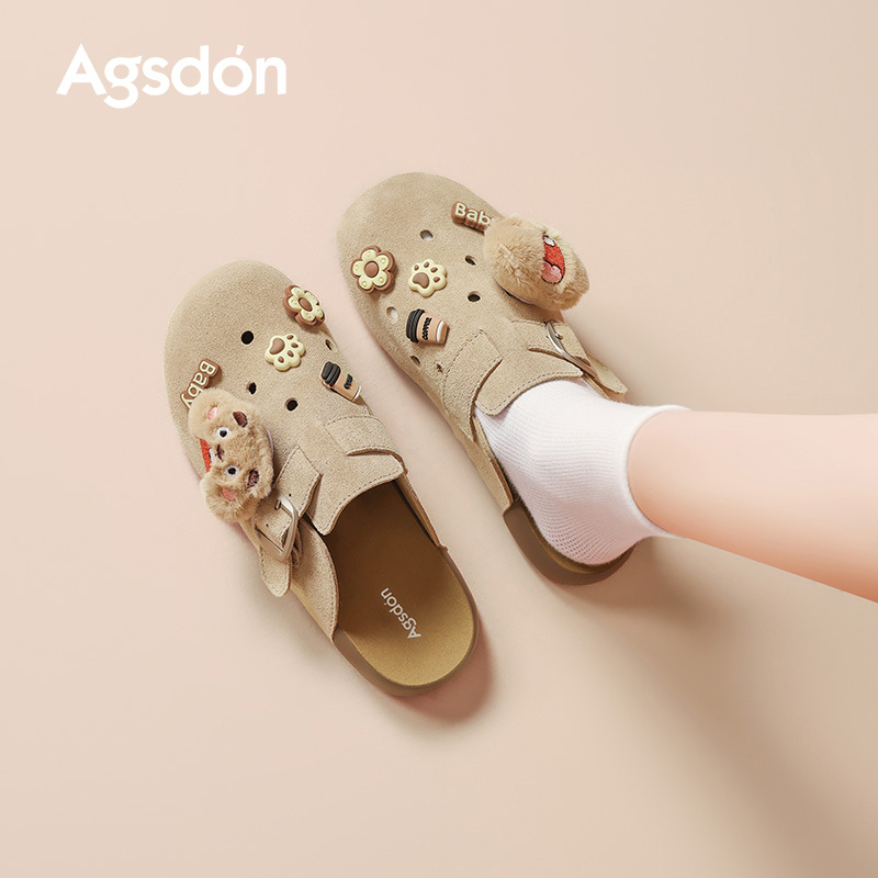 Augu Shi Dengdong Bocken zapatos para mujeres 2026 nuevo estilo de primavera zapatillas de mitad de zapatillas perezosas de un pie zapatillas de moda