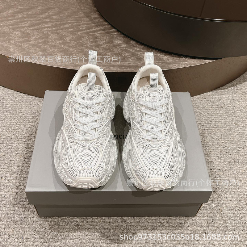 莆田纯原巴黎Sneaker满钻系列老爹鞋3XL网眼绑带潮流男女跑步鞋|undefined