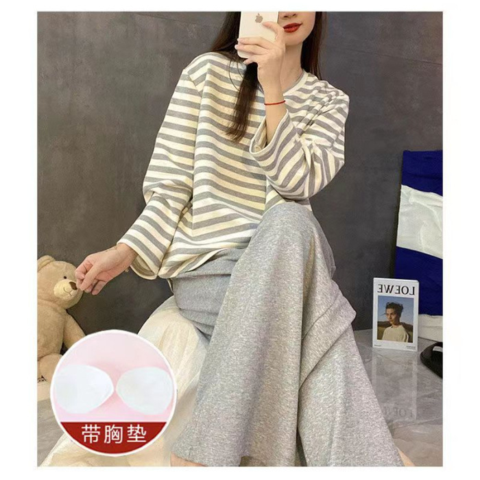 [가슴 패드] 그레이 스트라이프 더블 길이