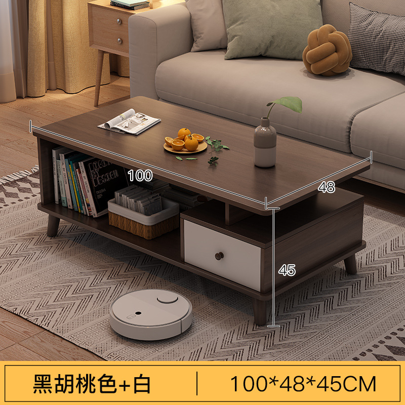 Sala de estar mesa lateral simple moderno nórdico madera maciza pierna mesa de té casa de alquiler pequeño apartamento casa pequeña mesa de té balcón mesa cuadrada